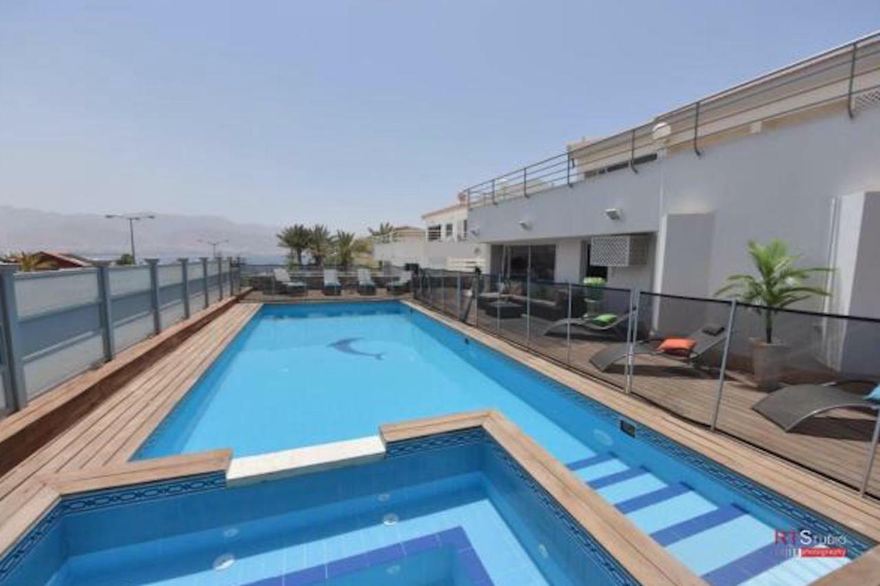 Villa With Heated Pool And Jacuzzi Sea View 300M Front Of The Beach Eilat Esterno foto